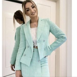 ZARA TEXTURED CROPPED BLAZER